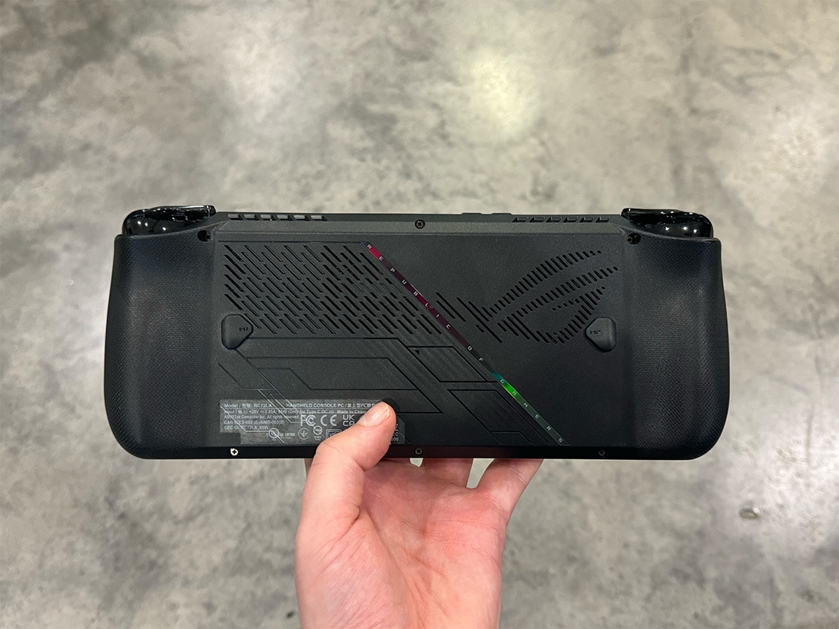 Rog ally x back of device