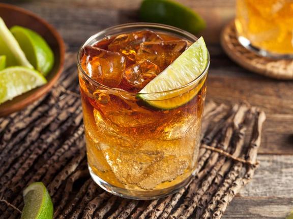 Dark and Stormy Rum Cocktail with Lime and Ginger Beer