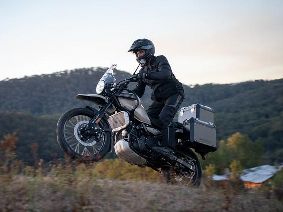 Royal enfield himalayan 450 doing a wheelie