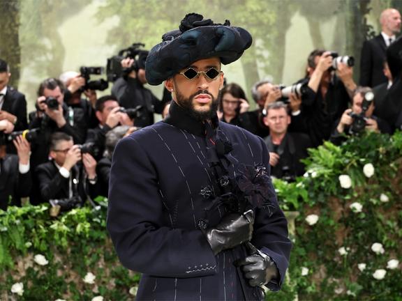 Bad Bunny in custom Maison Margiela Artisanal Collection by John Galliano | Image: Jamie McCarthy/Getty Images